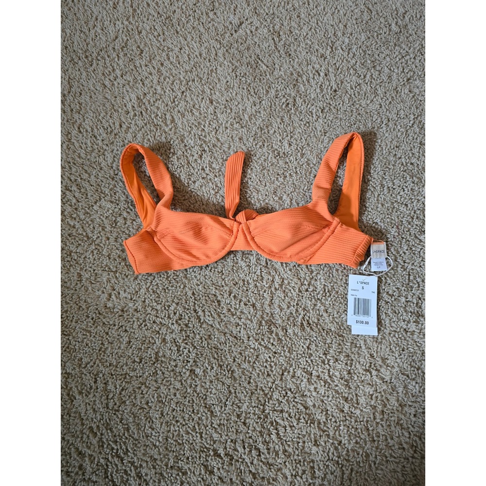 L*Space Nikita Underwire Bikini Top Tangerine Orange Ribbed OGNAT23 Small NWT